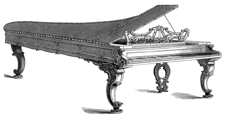 Victorian piano forte engraving free vintage clip art grafika