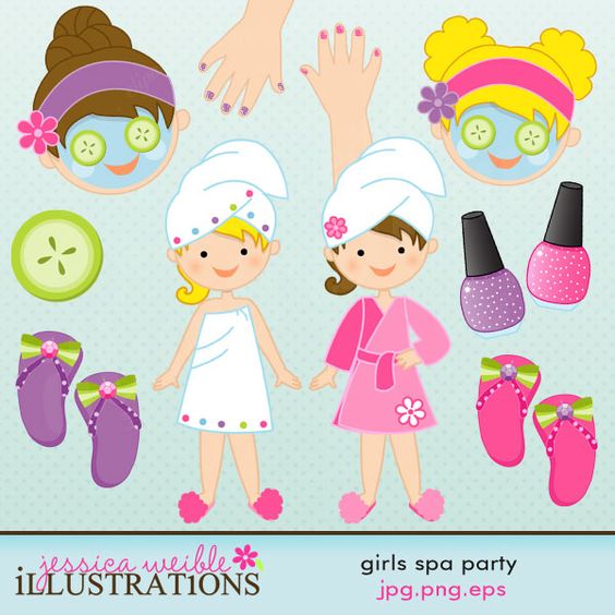 Girls Spa Party comes with 11 clipart graphics including: little