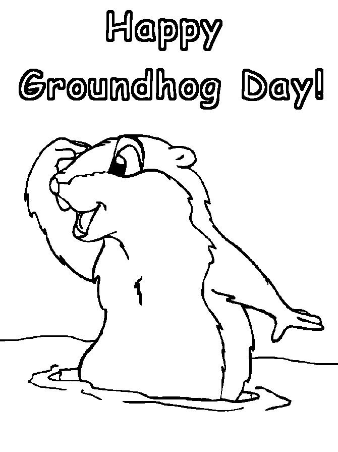 Groundhog Coloring Clipart 
