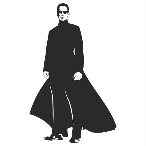 Free Vectors: Neo Matrix Silhouette Portrait of Keanu Reeves