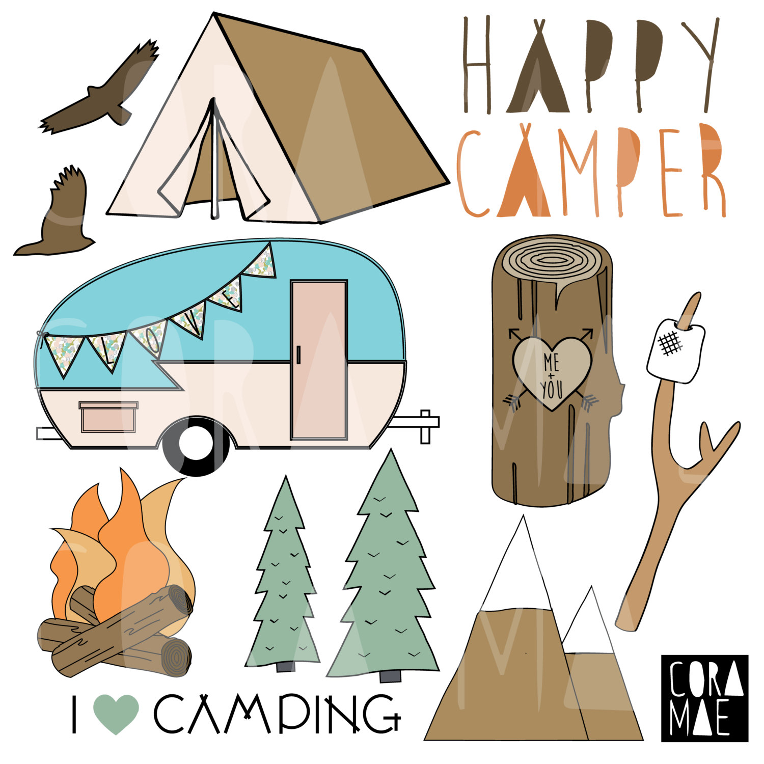 Popular items for camper clipart 