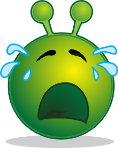 Smiley Green Alien Cry Clip Art
