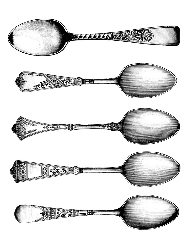 clipart black and white spoons.