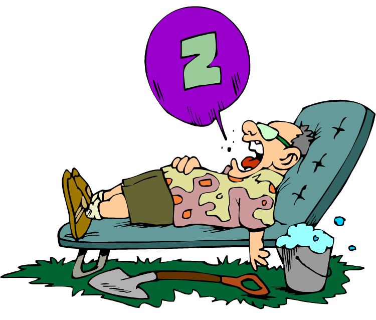 Cartoon Of A Lazy Man Snoring In A Lawn Chair