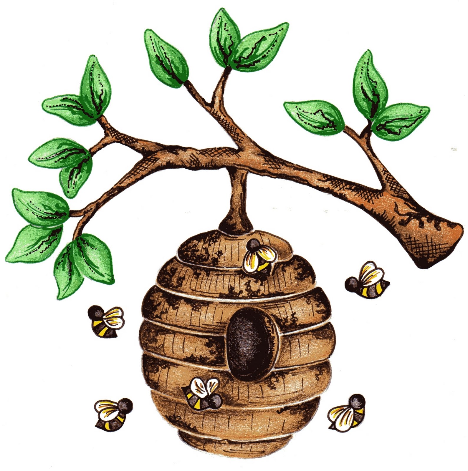 Image For , Bee Hive In Tree Clip Art