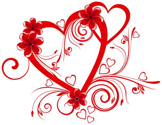 Valentines For  Pink Hearts And Flowers Clipart