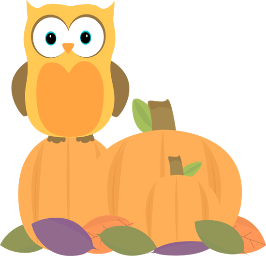Owl With Fall Pumpkins Clipart