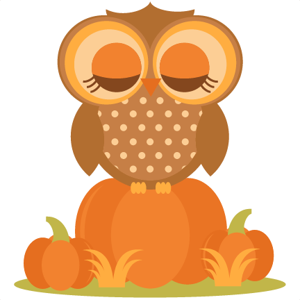 Owl With Fall Pumpkins Clipart