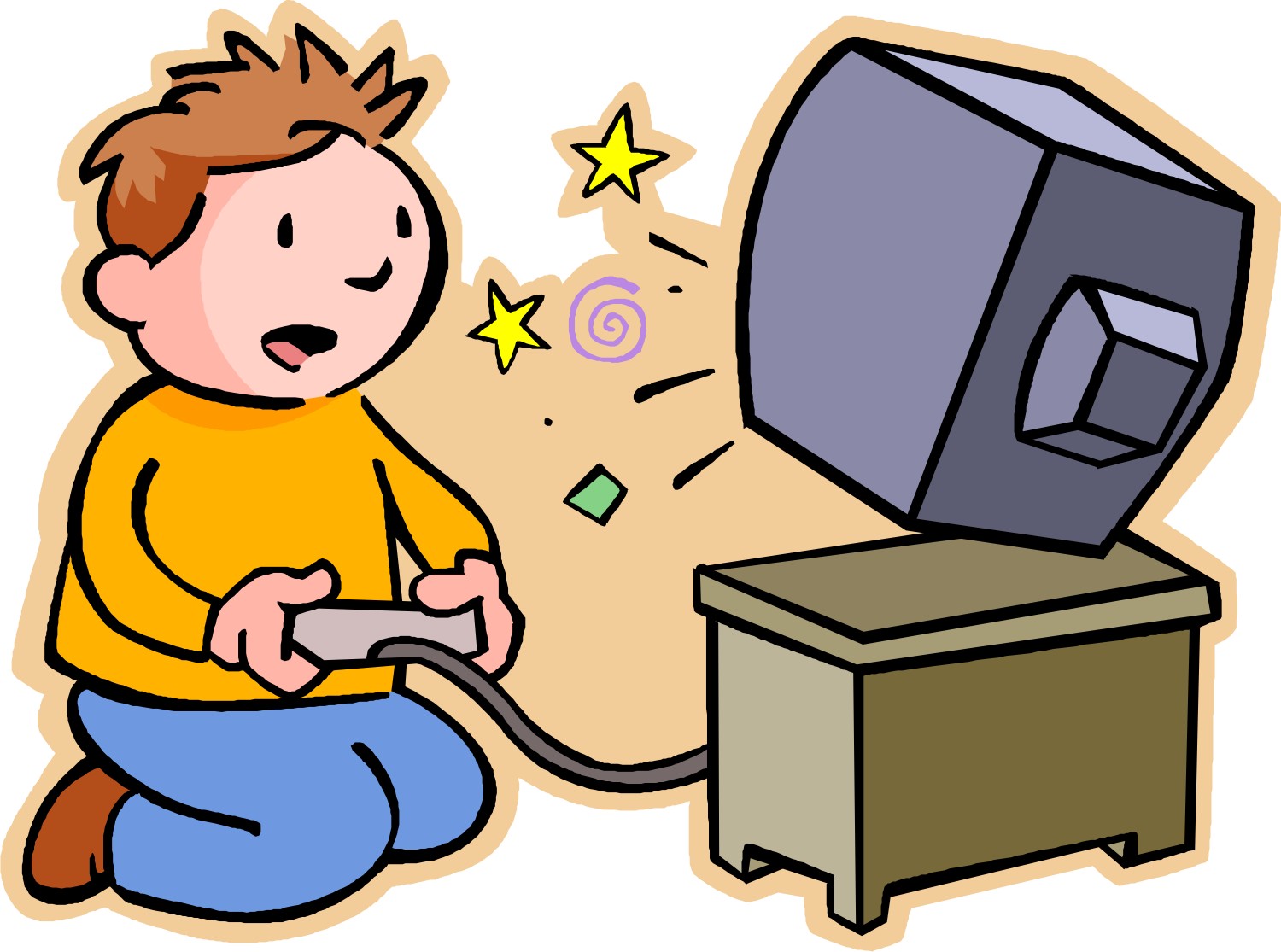 cartoon boy playing video games