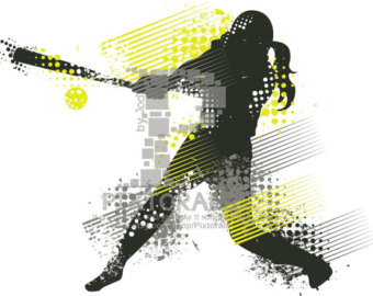 Girl yellow jacket softball player clipart