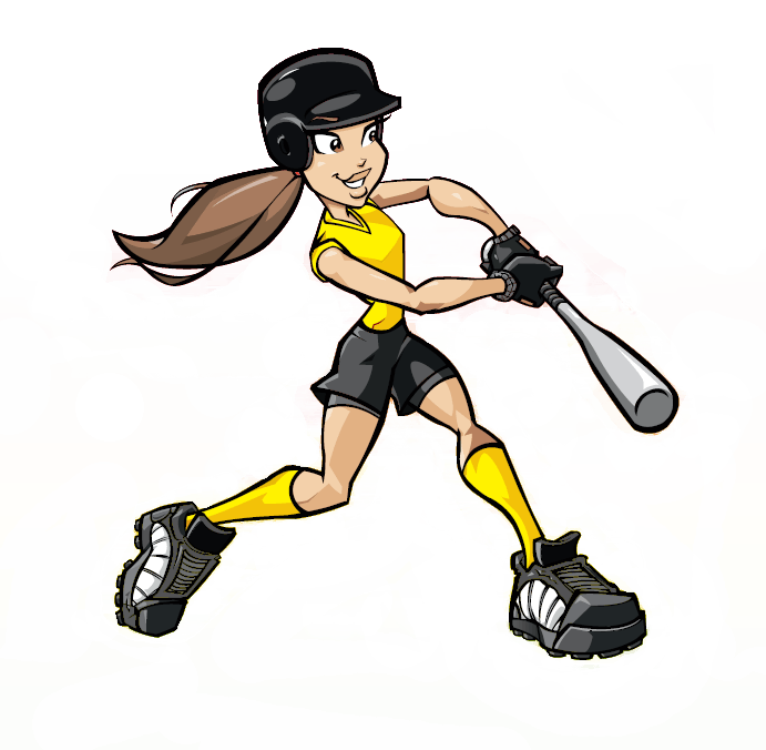 Girl yellow jacket softball player clipart