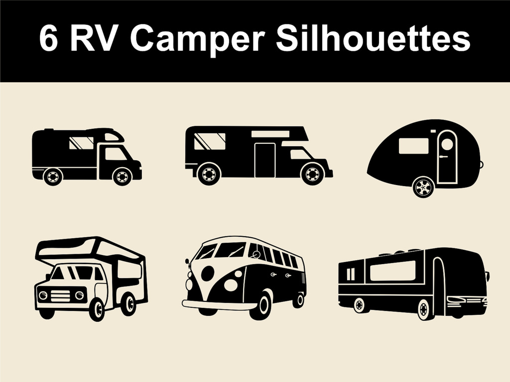 Retro camper clipart image silhouette.