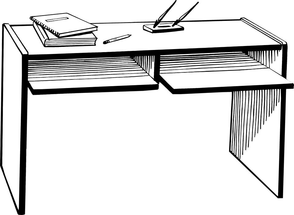 Black and white desk clipart