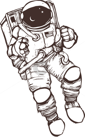 Cartoon Astronaut Outline Clipart