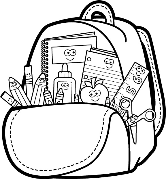 School Supplies Black And White Clipart