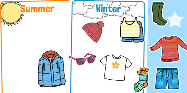 summer winter clothes sort - Clip Art Library