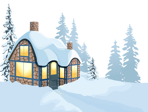 Winter House and Snow PNG Clipart Image