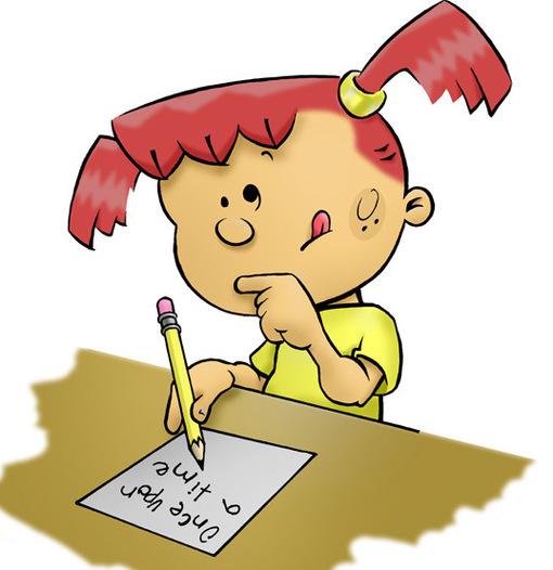 Kids at school writing clipart