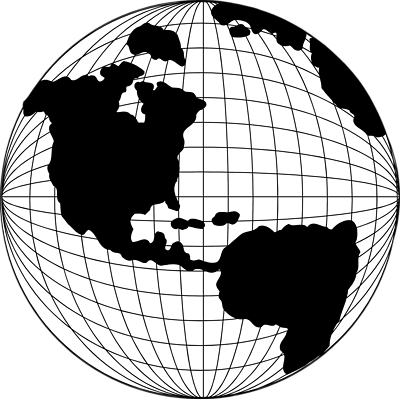 World globe clipart black and white