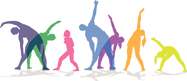 Group exercises clipart green