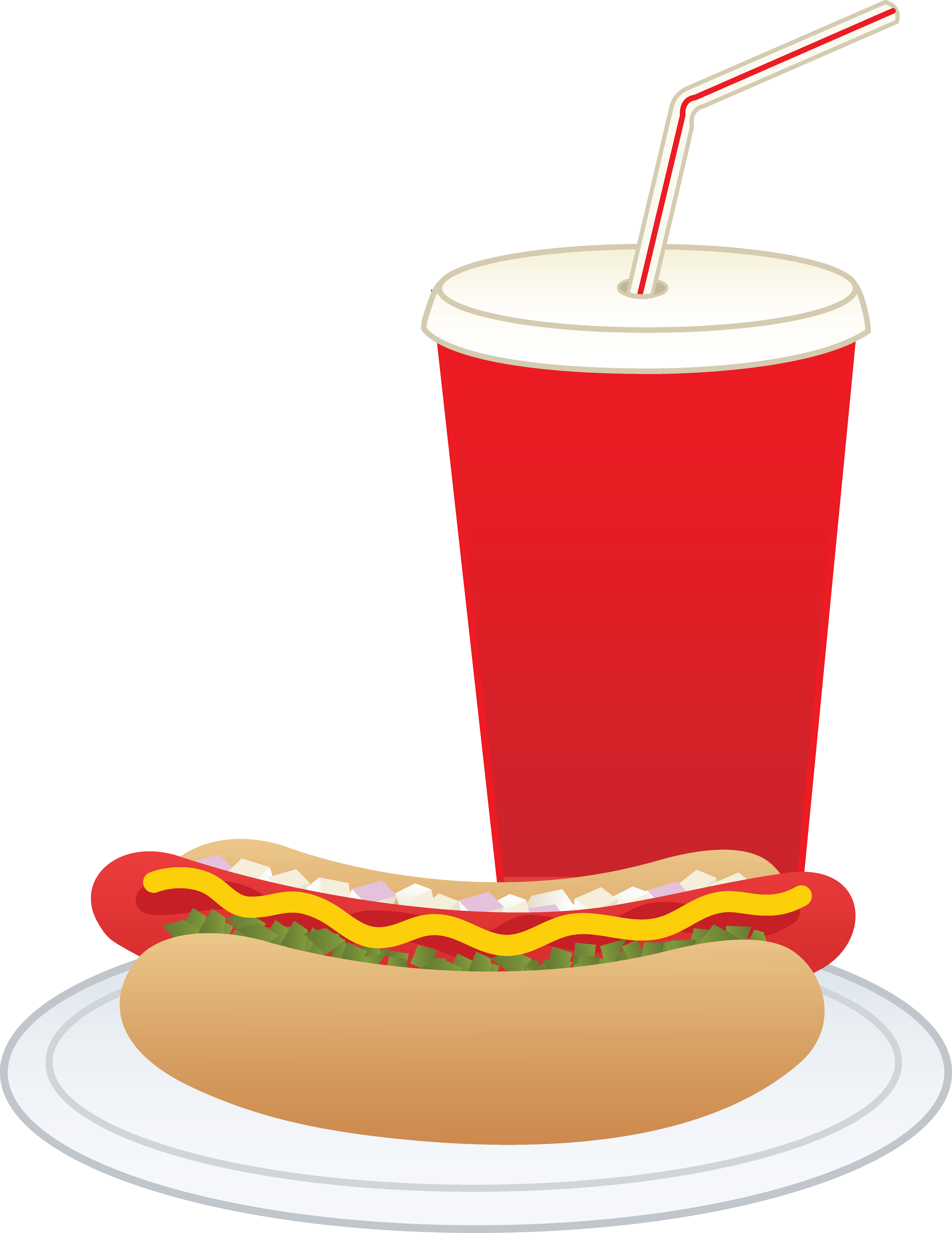 Hot dog chips and drink clipart