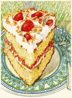 vintage cake clip art, birthday cake illustration, vintage baking