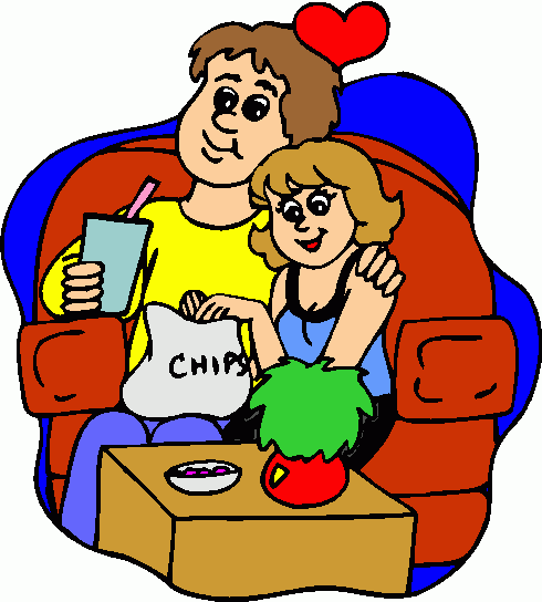 Watching tv at night clipart