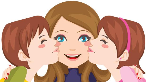Mother and kid hugging clipart