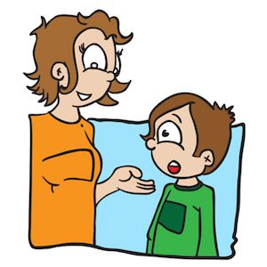 Boy and mom talking clipart