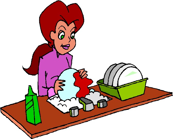 Clipart animated mom washing dishes