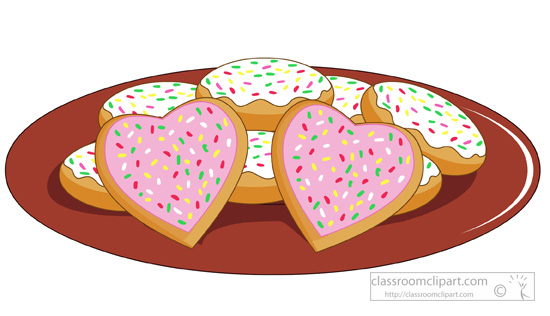 Dessert clipart plate with heart shaped sugar cookies clipart