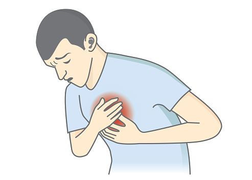 Old man with chest pain clipart