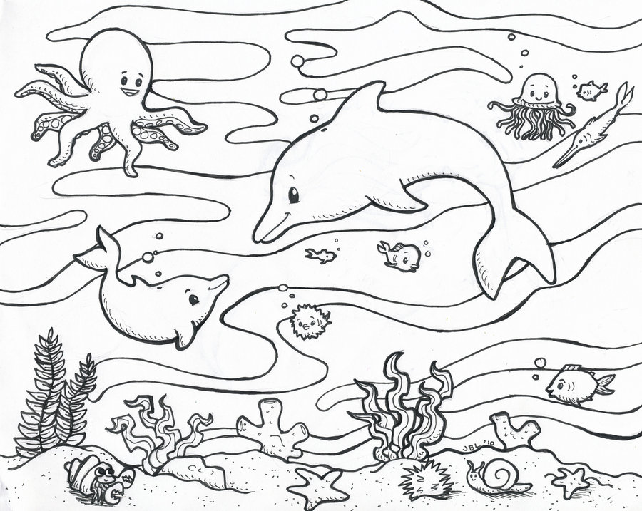 Ocean clipart to color