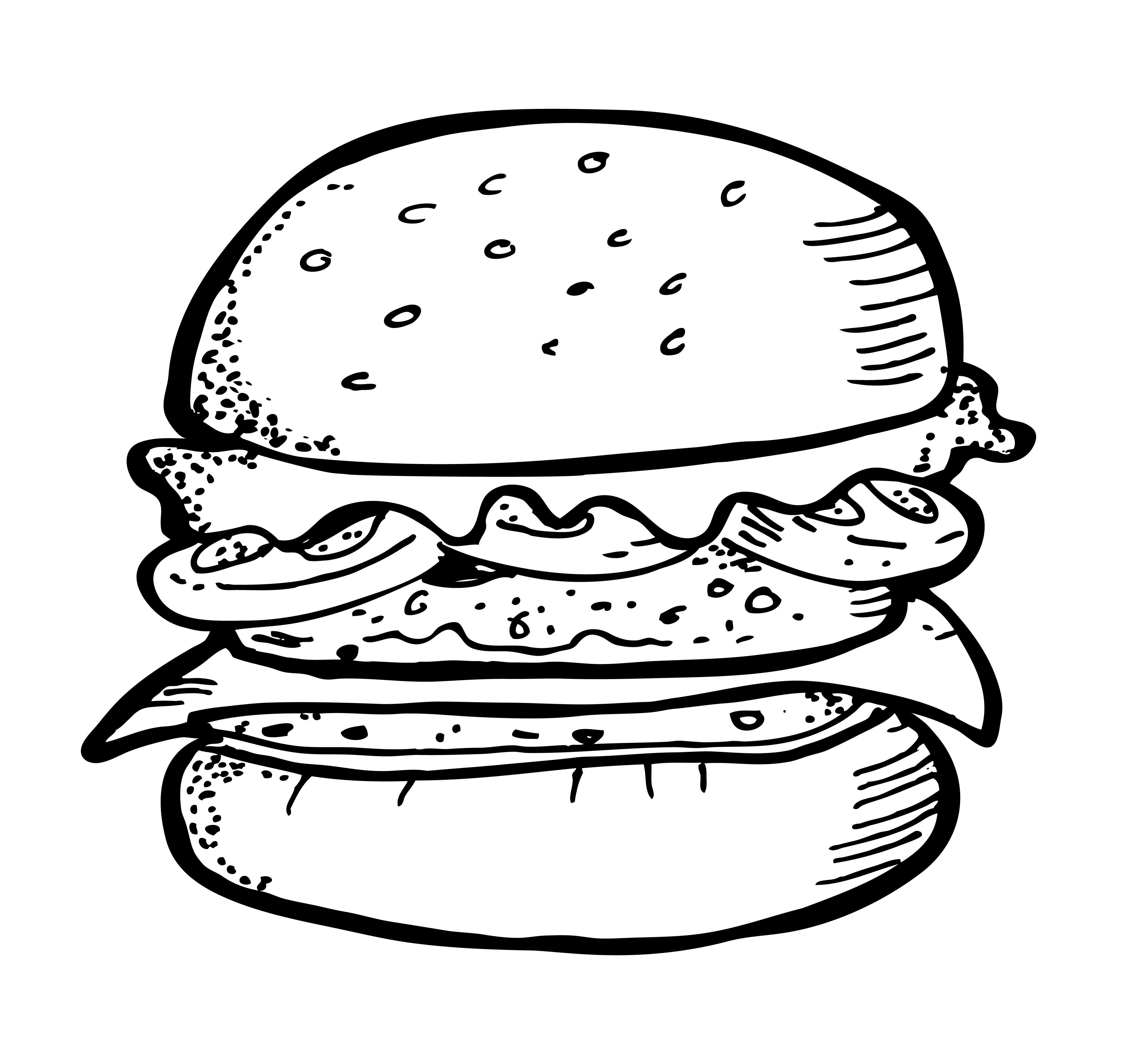 Burger Black And White Clipart