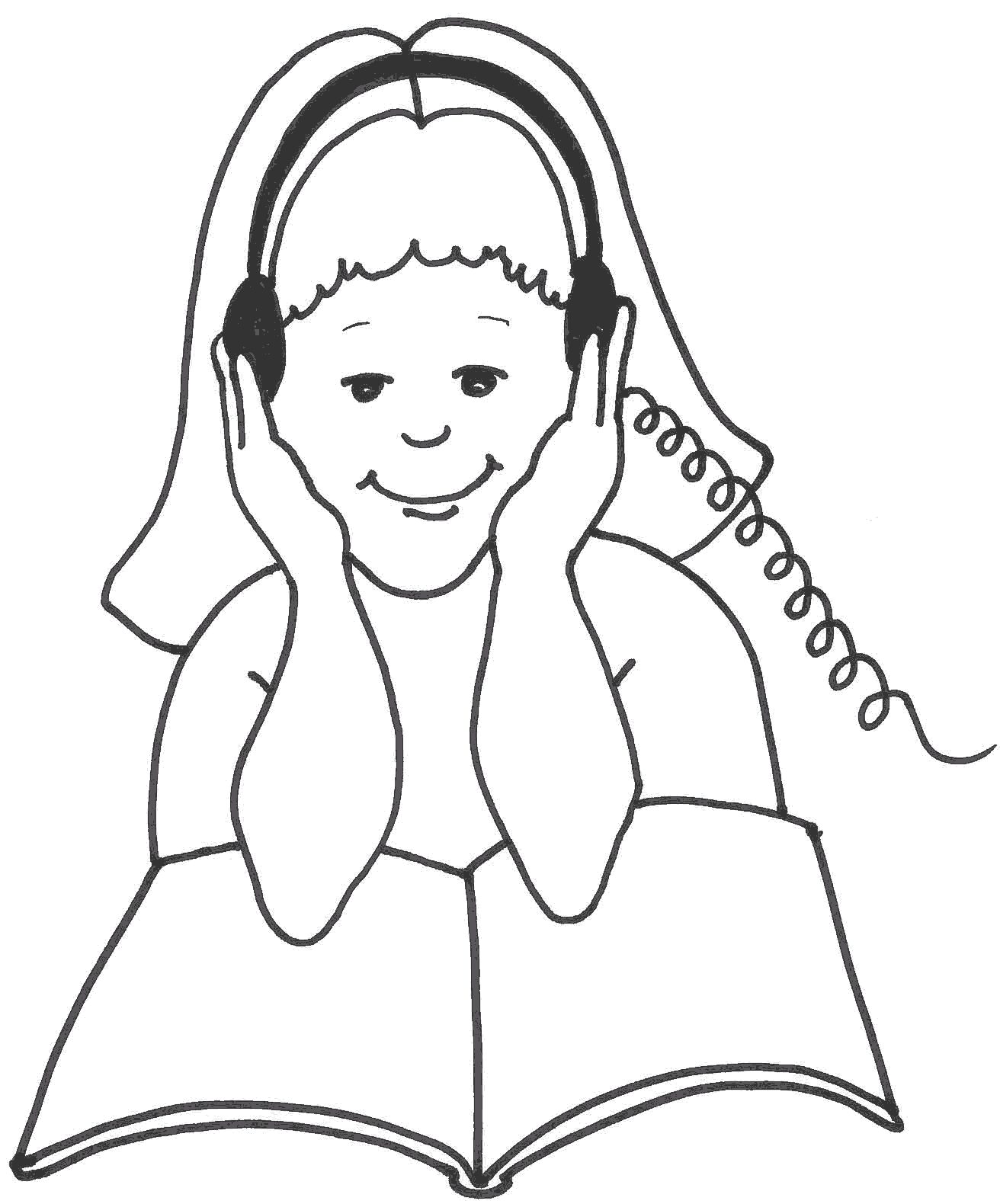 Listening To Music Clip Art Black And White