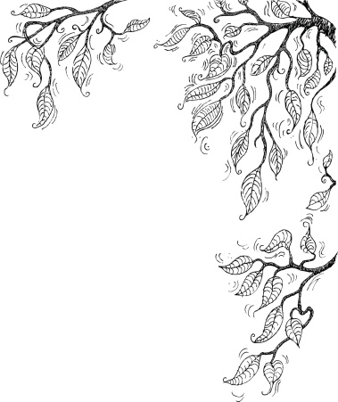 Doodle Summer Tree Branches Corner Element Clip Art, Vector Image
