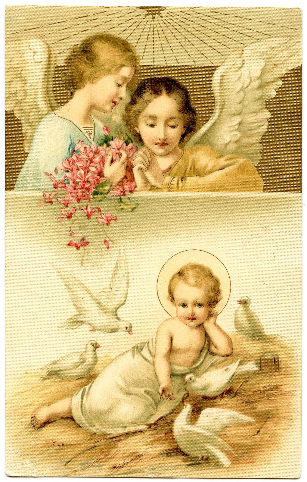 Angels with baby jesus clipart