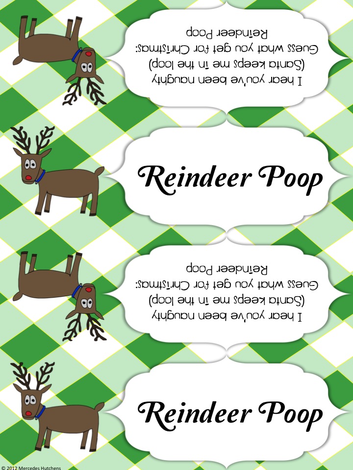 Reindeer poop labels free printables
