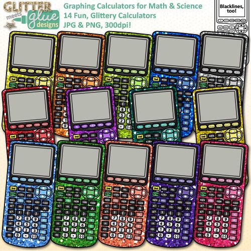 Rainbow Graphing Calculators Clip Art {Measurement Tools for Math