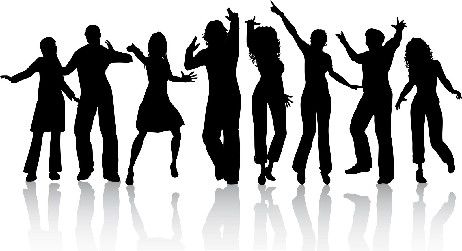 Kid group people dancing clipart black and white