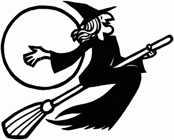 Witch Black And White Clipart