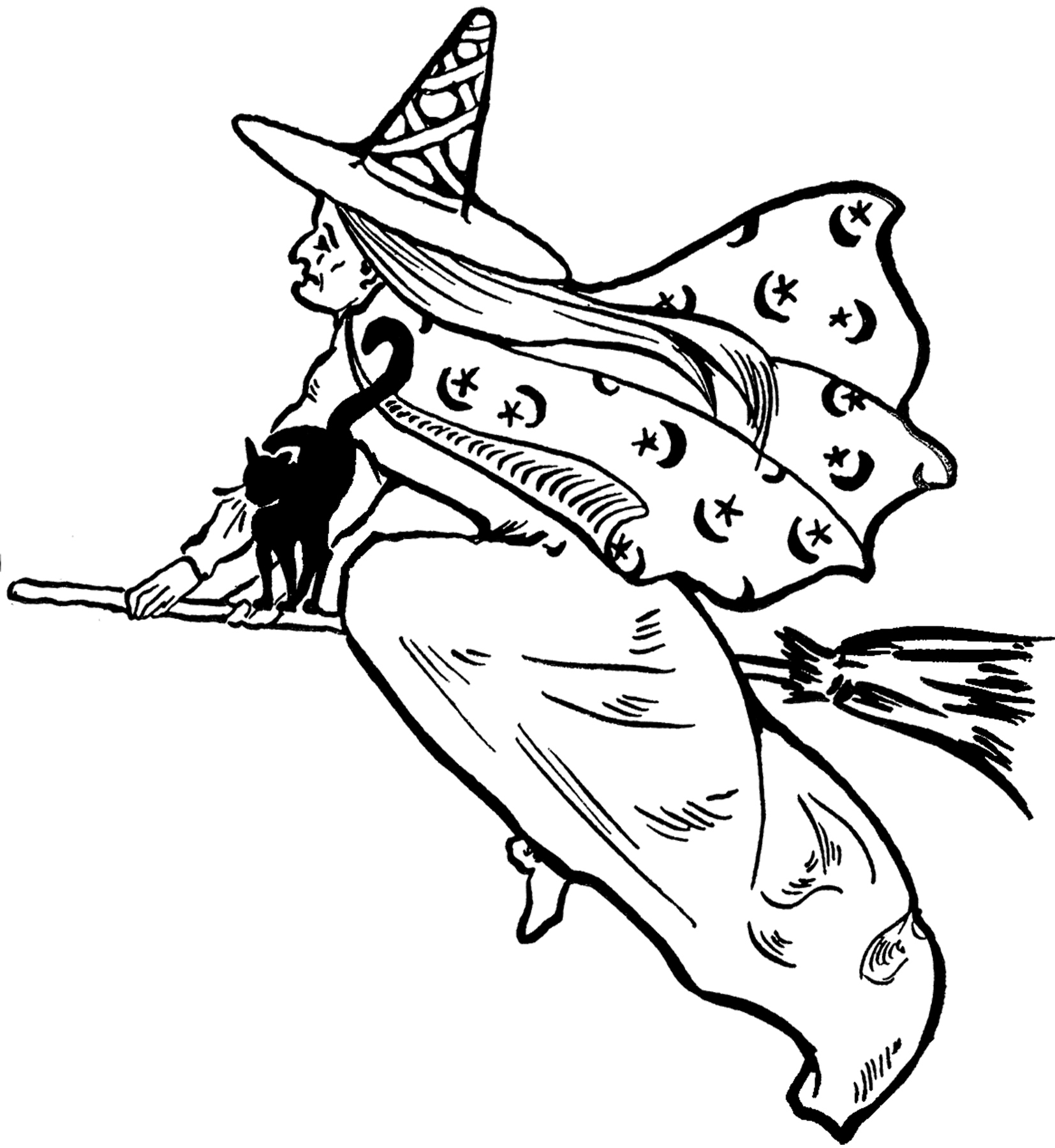 Black and white witch clipart