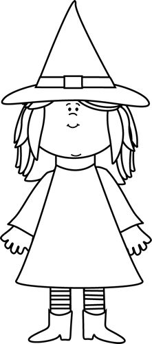 Witch dress black and white clipart