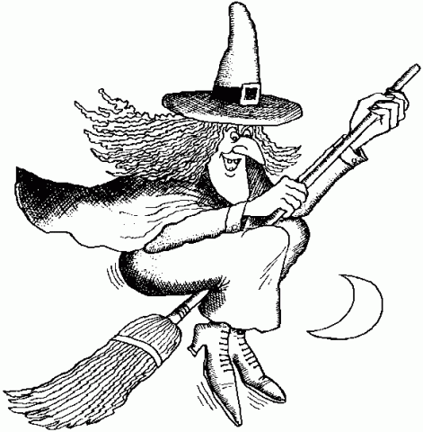 Halloween witch clipart black and white