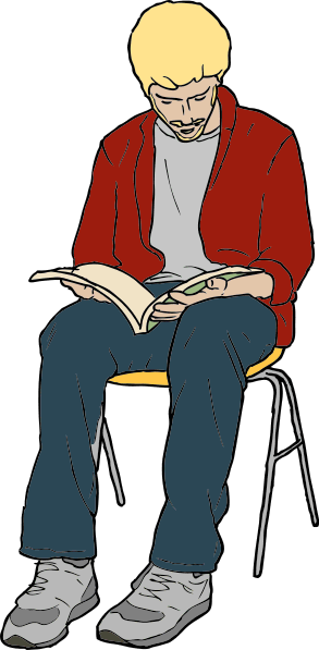 Male student reading clipart