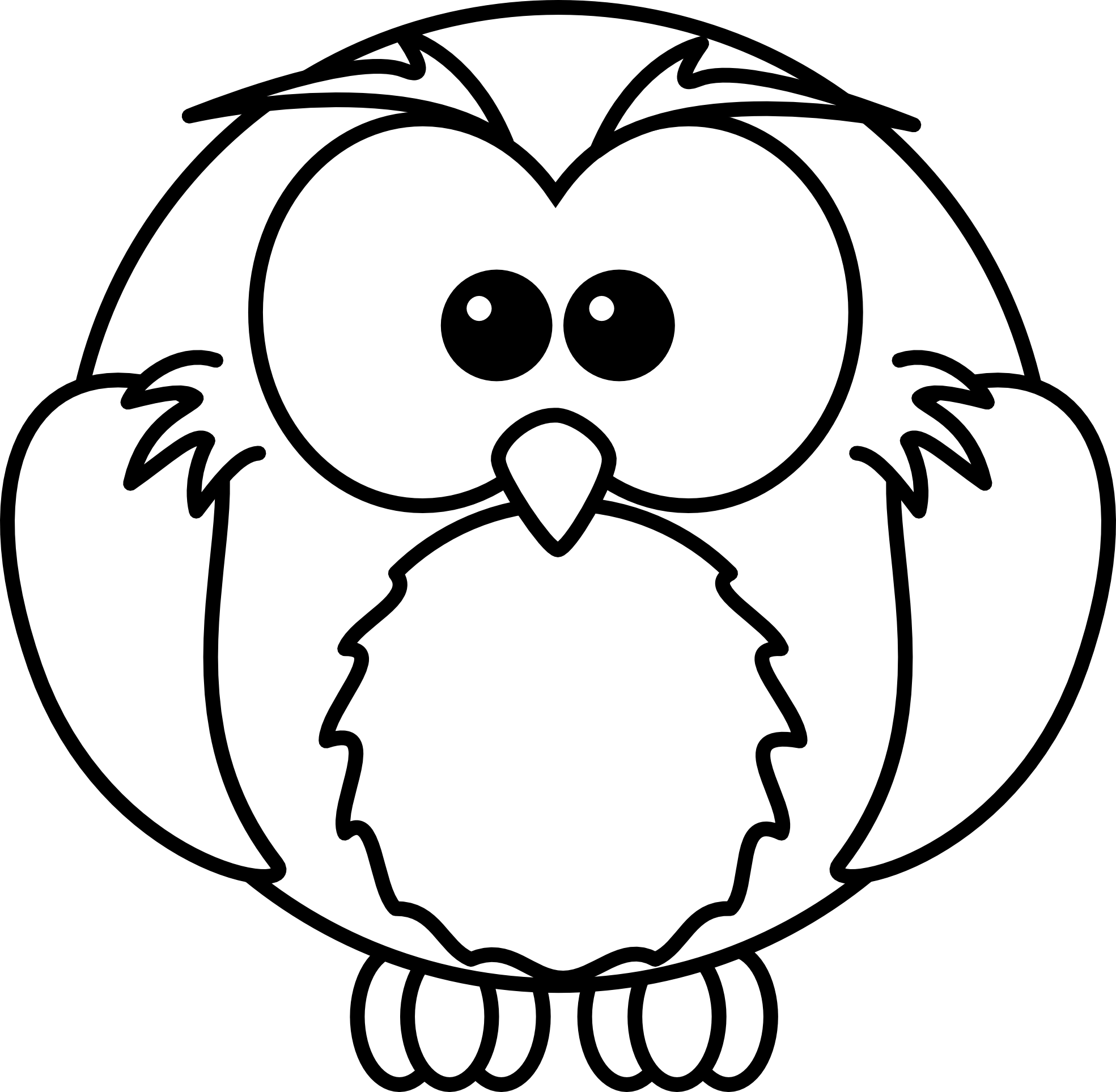 Elegant Black And White Owl Clip Art Image