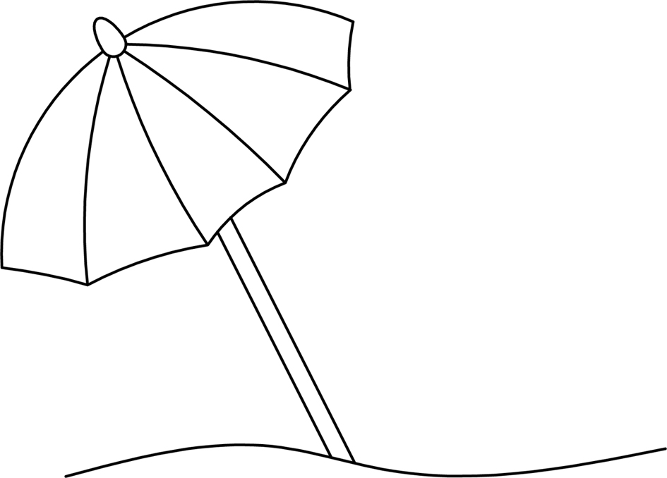 beach umbrella black and white - Clip Art Library