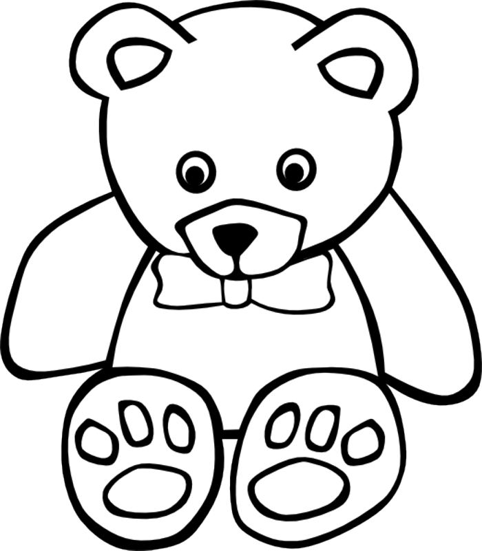 Teddy bear black and white clipart