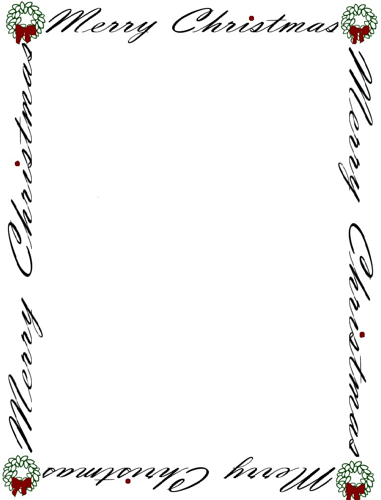 Free black and white christmas stationery border clipart