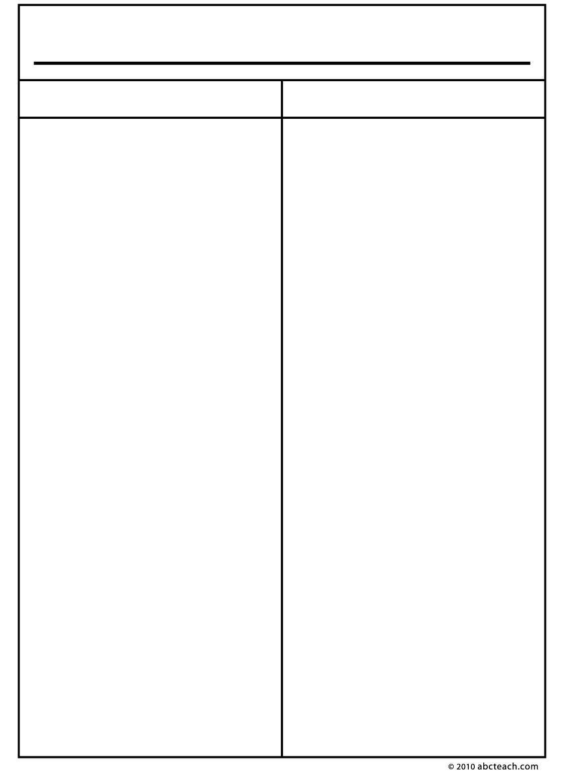 Free Printable 2 Column Chart